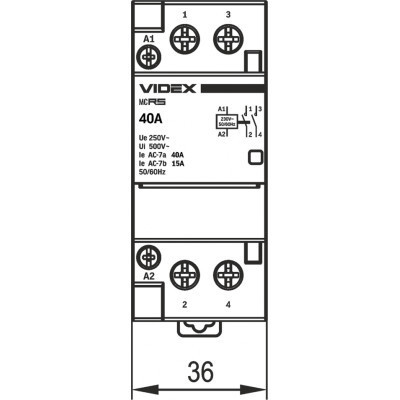 Контактор Videx 2п 40А 2НВ VF-RS-MC2O-40 RESIST
