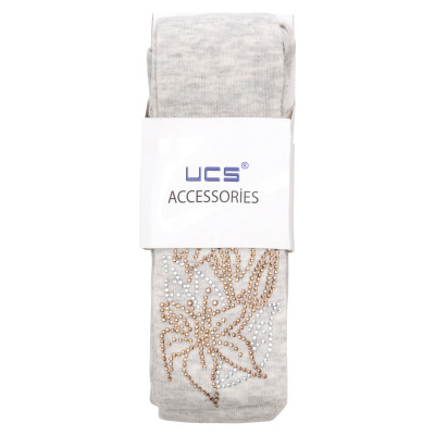 Колготки дитячі UCS Socks з квітами зі страз (M0C0302-1041-134G-gray)