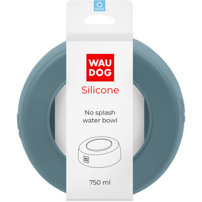 Посуд для собак WAUDOG Silicone Миска-непроливайка 750 мл сіра (507811)