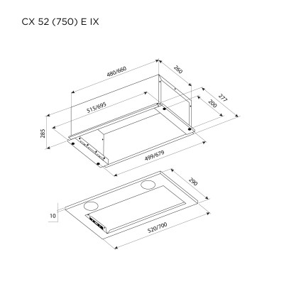 Витяжка кухонна Pyramida CX 52 (750) E IX