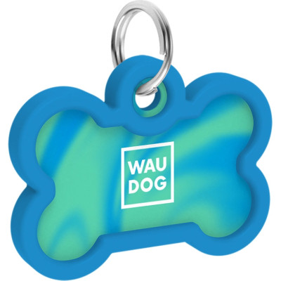 Адресник для тварин WAUDOG Smart ID з QR паспортом &quot;Градієнт блакитний&quot;, кістка 40х28 мм (231-4036)