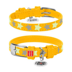 Нашийник для тварин WAUDOG Glamour з QR-паспортом &quot;Зірочка&quot; XS Ш 15 мм Д 27-36 см жовтий (35858)
