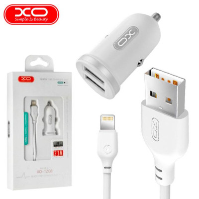 Зарядний пристрій XO 2xUSB 2.1A + cable USB to Lightning white (TZ08-L-WH)