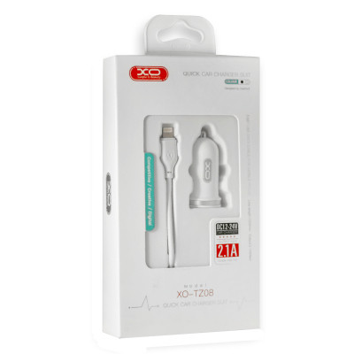 Зарядний пристрій XO 2xUSB 2.1A + cable USB to Lightning white (TZ08-L-WH)