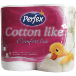 Туалетний папір Perfex Cotton Like Comfort Line 3 шари 4 рулони (8606108597262)