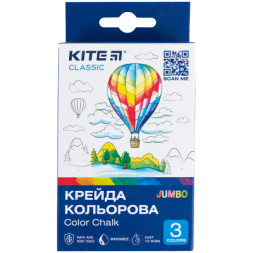 Крейда Kite кольорова Jumbo Classic, 3 кольори (K-077)