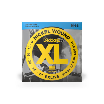 Струни для гітари D&#039;Addario XL Nickel Wound Super Light Top / Regular Bottom (09-46) (EXL125)