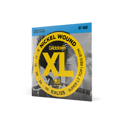 Струни для гітари D&#039;Addario XL Nickel Wound Super Light Top / Regular Bottom (09-46) (EXL125)