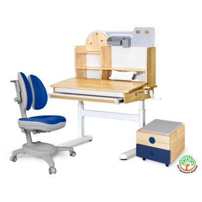 Парта з кріслом Mealux Timberdesk S (парта+кресло+тумба) (BD-685 S+ box BD 920-2 BL+Y-115 DGB)