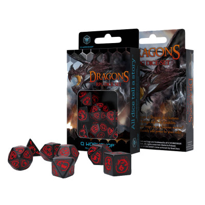 Набір кубиків для настільних ігор Q-Workshop Dragons Black red Dice Set (7 шт) (SDRA06)
