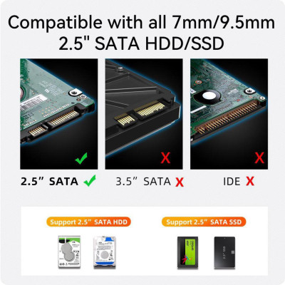 Кишеня зовнішня Maiwo 2.5&quot; SATA/SSD HDD - USB3.0 (K2510B)