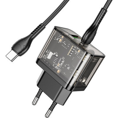 Зарядний пристрій HOCO N34 Dazzling dual-port Black (6931474799180)
