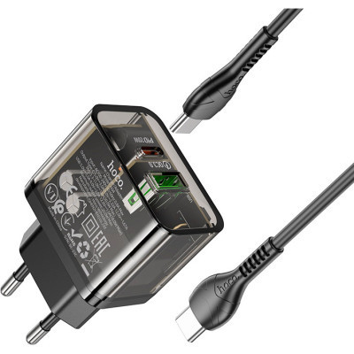 Зарядний пристрій HOCO N34 Dazzling dual-port Black (6931474799180)