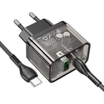Зарядний пристрій HOCO N34 Dazzling dual-port Black (6931474799180)