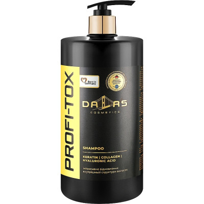 Шампунь Dalas Cosmetics Profi-Tox Shampoo З кератином, колагеном та гіалуроновою кислотою 1000 г (4262396141477)