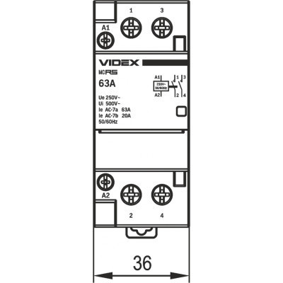 Контактор Videx 2п 63А 2НВ VF-RS-MC2O-63 RESIST