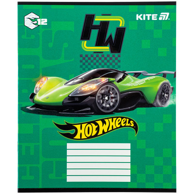 Зошит Kite Hot Wheels, 12 аркушів, коса лінія (HW25-235)