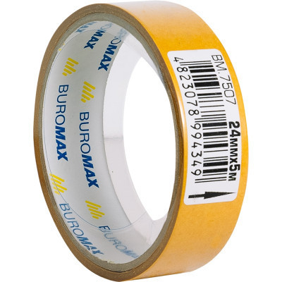 Скотч Buromax двосторонній на поліпропіленовій основі 24 мм х 5 м (BM.7507)