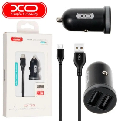 Зарядний пристрій XO 2xUSB 2.1A + cable USB to Micro 5P black (TZ08-M-BK)
