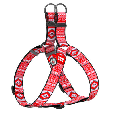 Шлея для собак WAUDOG Nylon з QR паспортом &quot;Етно червоний&quot; пластиковий фастекс XL (324-0133)