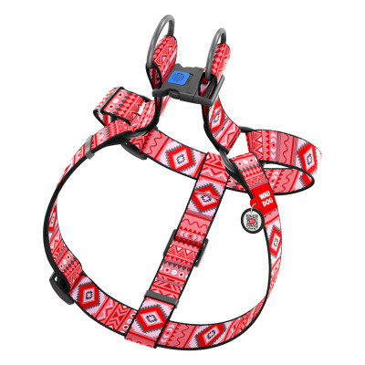 Шлея для собак WAUDOG Nylon з QR паспортом &quot;Етно червоний&quot; пластиковий фастекс XL (324-0133)