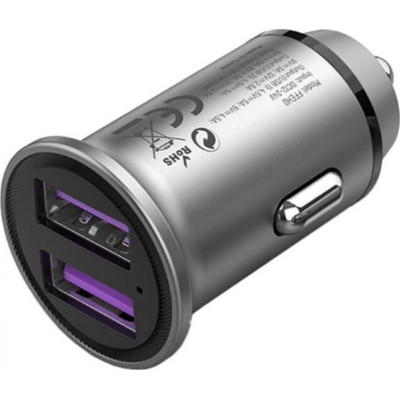 Зарядний пристрій Vention 2USB-A 30W QC3.0 Gray Mini Style Aluminium Alloy Type (FFEH0)