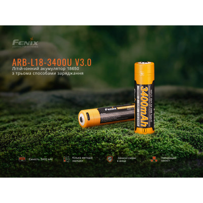 Акумулятор Fenix 18650 (3400 mAh) Type-C (ARB-L18-3400U-V30)
