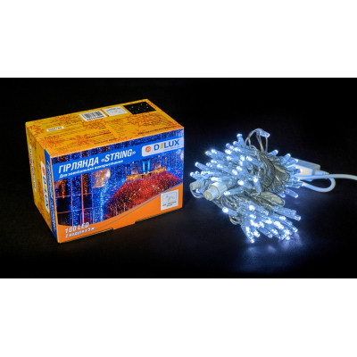 Гірлянда Delux STRING 100LED 10 м flash Білий/Прозорий IP44 (90015187)