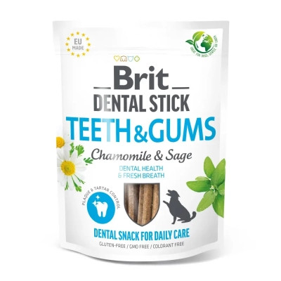 Ласощі для собак Brit Dental Stick Teeth&amp;Gums ромашка і шавлія 251 г (8595602564354)