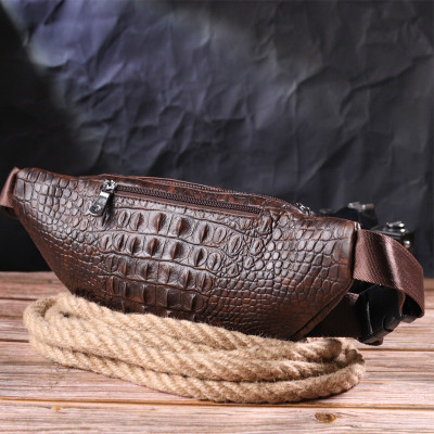 Сумка Vintage З натуральної шкіри з фактурою під крокодила Коричнева (21298)