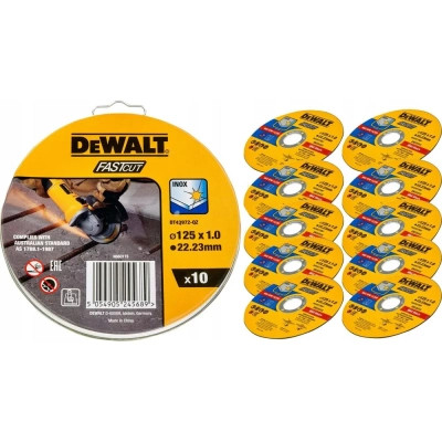 Круг відрізний DeWALT HIGH PERFOR, нержавіюча сталь/листовий метал,125x1.0x22,23 мм, 10 шт (DT43972)