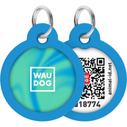 Адресник для тварин WAUDOG Smart ID з QR паспортом &quot;Градієнт блакитний&quot;, коло 30 мм (230-4036)