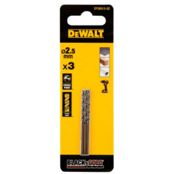 Свердло DeWALT по металу Black &amp; Gold, HSS-G, 2.5 х 57 х 30 мм, 3 шт. (DT20513)