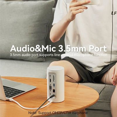 Концентратор Vention USB3.1 Type-C to HDMI/VGA/USB3.0x3/RJ45/SD/TF/TRRS 3.5m/PD/DC100W12-in-1 (TPHWC-EU)
