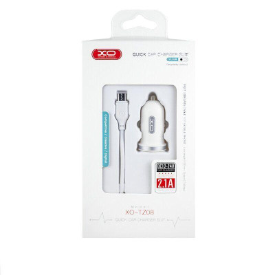 Зарядний пристрій XO 2xUSB 2.1A + cable USB to Micro 5P white (TZ08-M-WH)
