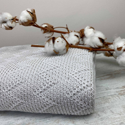 Плед Прованс в&#039;язаний Дiно зiгзаг Молочний 130х170 см (4823093432031)