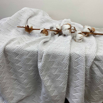 Плед Прованс в&#039;язаний Дiно зiгзаг Молочний 130х170 см (4823093432031)