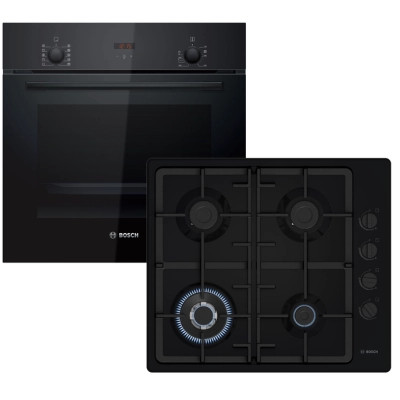 Комплект вбудованої техніки Bosch Духова шафа HBF512BB1T + Газова варильна поверхня PBH6C6K90R (-)
