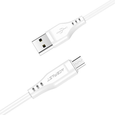Дата кабель USB 2.0 AM to Micro 5P 1.2m 2.4A TPE C3-09 white Acefast (6974316280897)