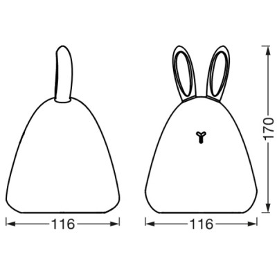 Нічник LEDVANCE NIGHTLUX TOUCH LED 2,5W Rabbit, micro-USB, RGBW (4058075602113)