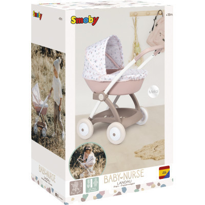 Коляска для ляльок Smoby Baby Nurse Модерн Люлька з кошиком Рожев (254118)