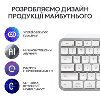 Клавіатура Logitech MX Keys S Wireless UA Pale Grey (920-011588)