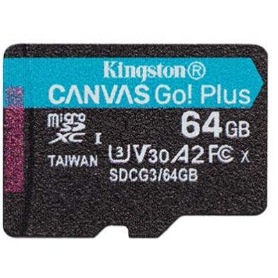 Карта пам&#039;яті Kingston 64GB microSD class 10 UHS-I U3 A2 Canvas Go Plus (SDCG3/64GBSP)