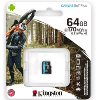 Карта пам&#039;яті Kingston 64GB microSD class 10 UHS-I U3 A2 Canvas Go Plus (SDCG3/64GBSP)