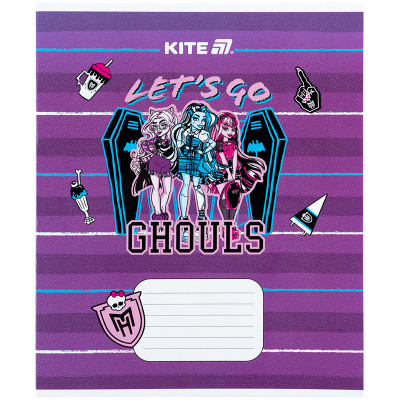 Зошит Kite Monster High, 12 аркушів, коса лінія (MH25-235)