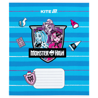 Зошит Kite Monster High, 12 аркушів, коса лінія (MH25-235)