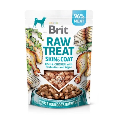 Ласощі для собак Brit Raw Treat freeze-dried Skin and Coat риба і курка 40 г (8595602564446)