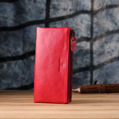 Гаманець ST Leather Шкіряний на три відділення Червоний (23109)