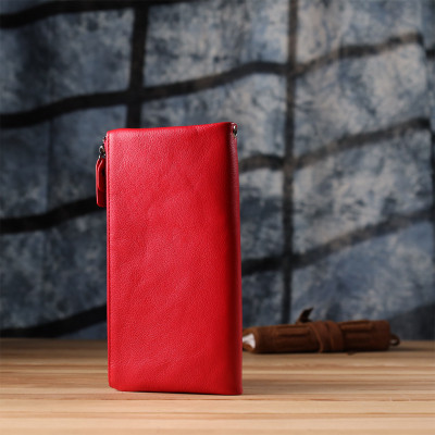 Гаманець ST Leather Шкіряний на три відділення Червоний (23109)