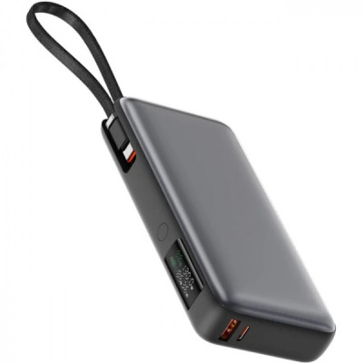 Батарея універсальна Acefast 20000mAh 130W PD, QC/3.0 USB-A+USB-C In/Out,build-in cable M22 Gray (6974316283904)